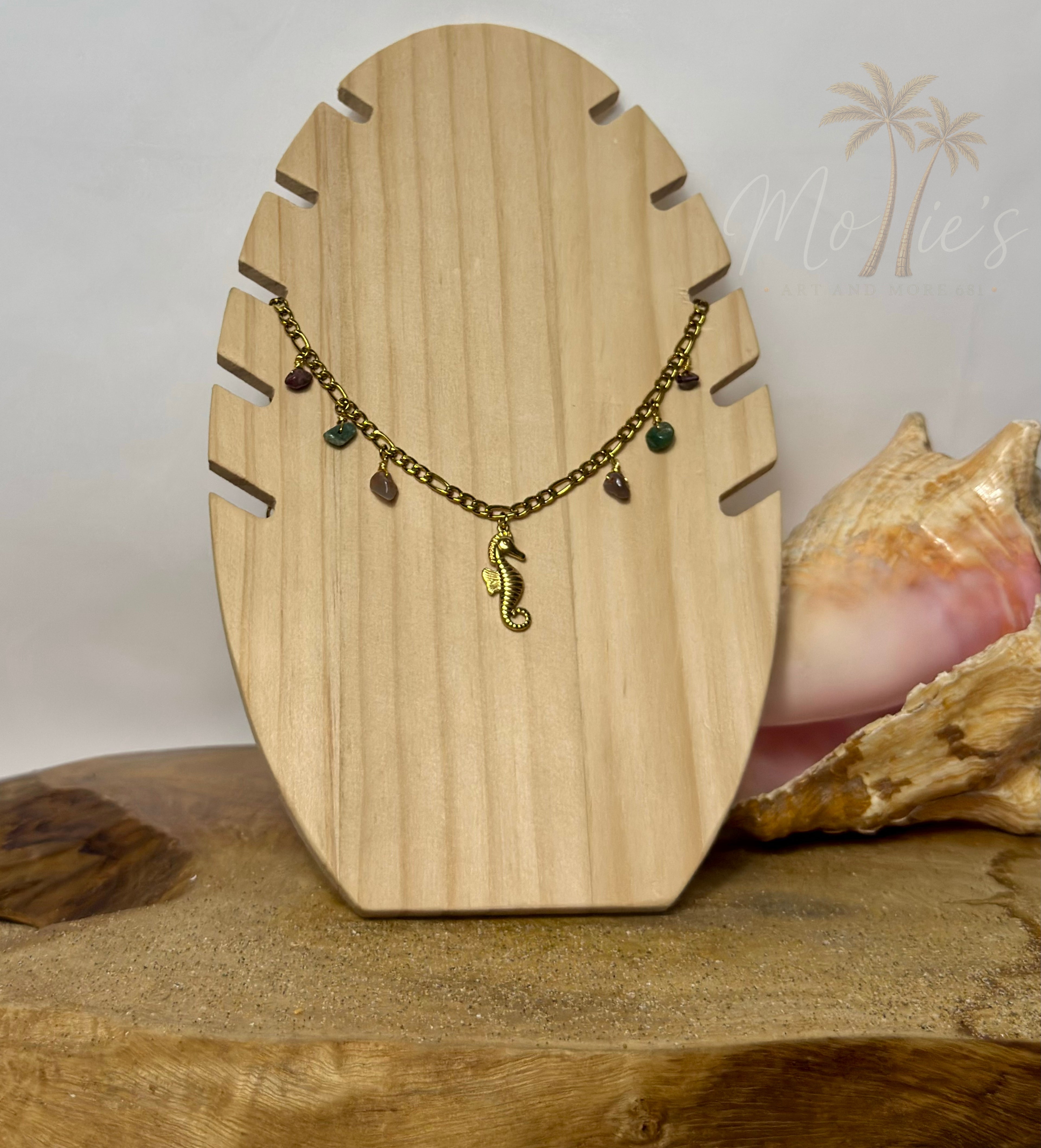 Collar de Caballitos de Mar en Stainless Steel con Piedras