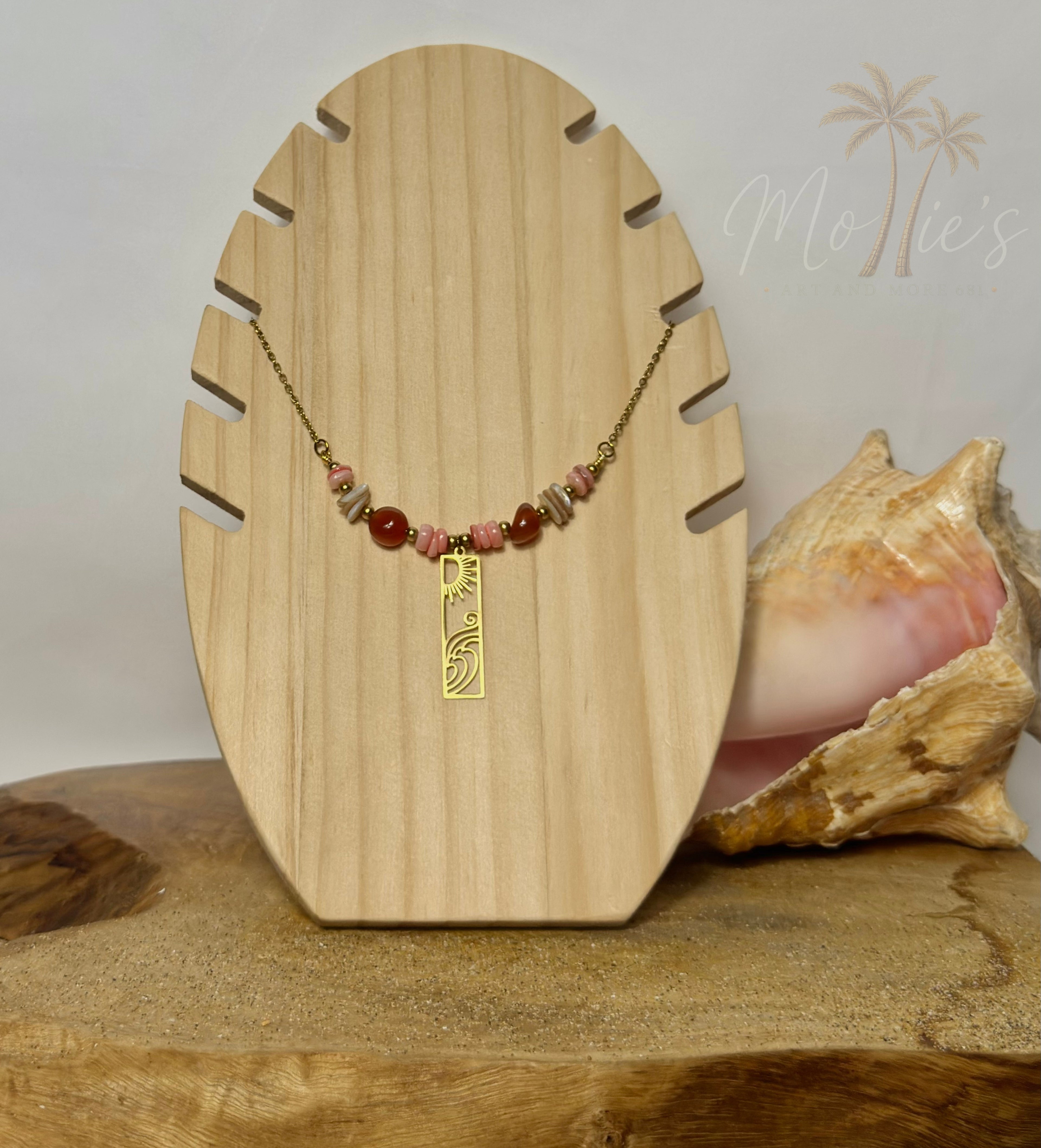 Collar de Sol y Ola Stainless Steel con Piedras