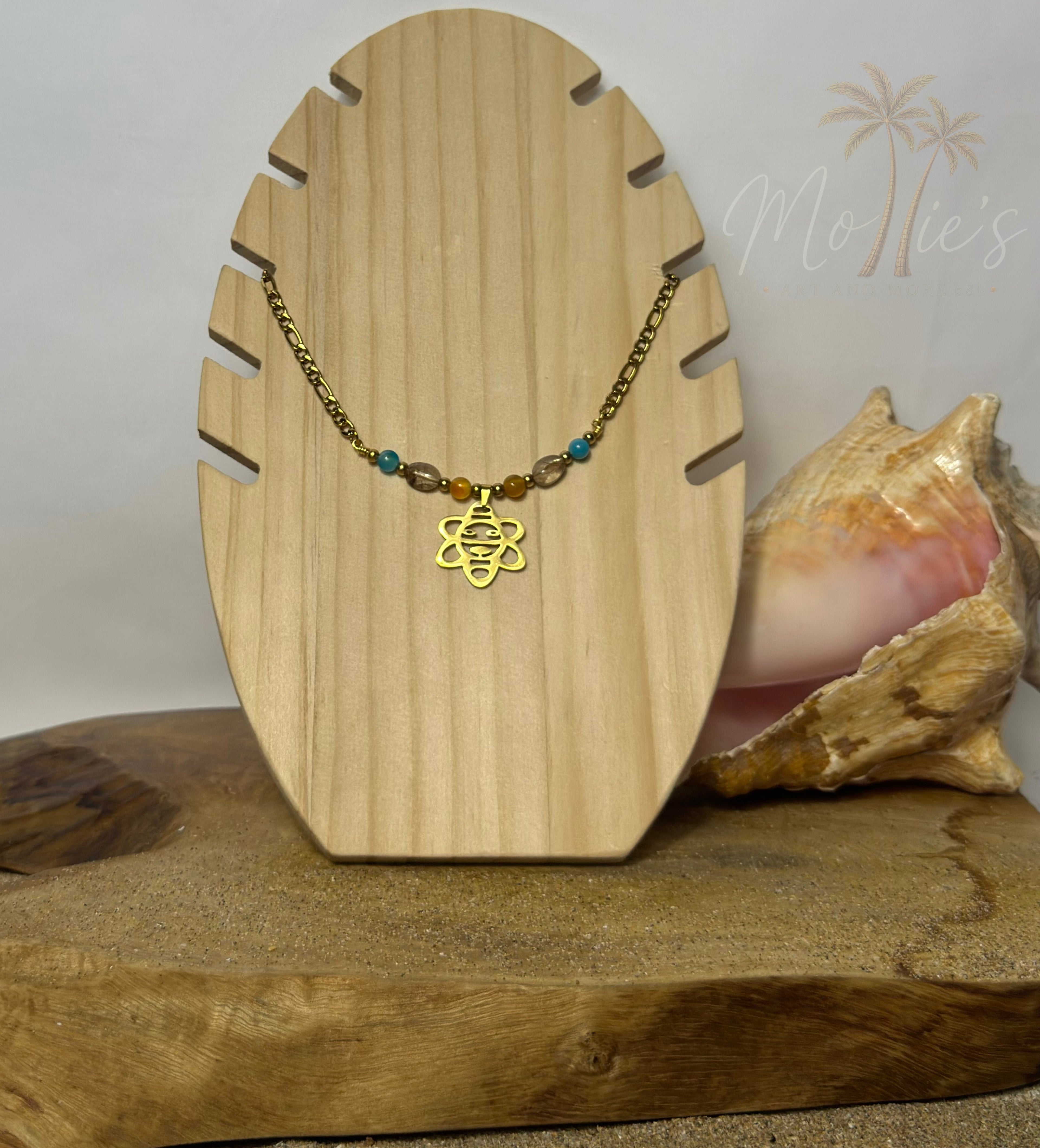 Collar de Sol Taino Stainless Steel con Piedras