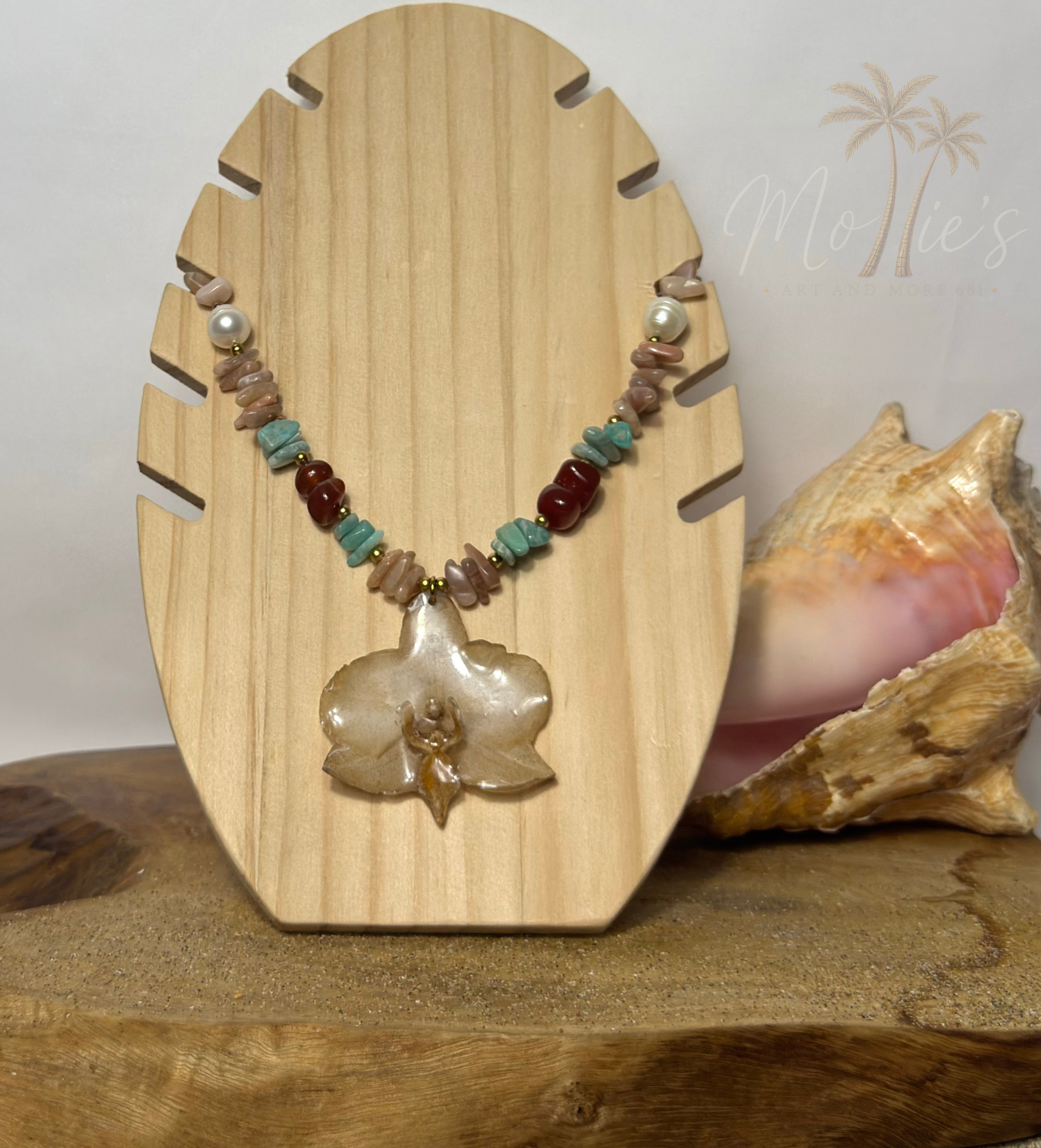 Collar de Orquídea Semipreciosa ✨